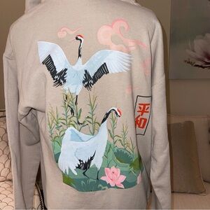 Artist Union Unisex Hoodie With Japanese Cranes NWOT